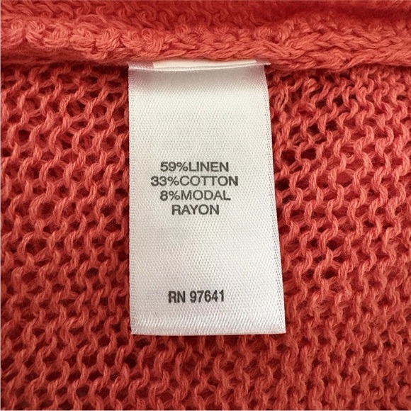 J Jill Coral Linen Blend Cardigan Sweater Pockets Women’s Size XL (821) - Picture 5 of 6